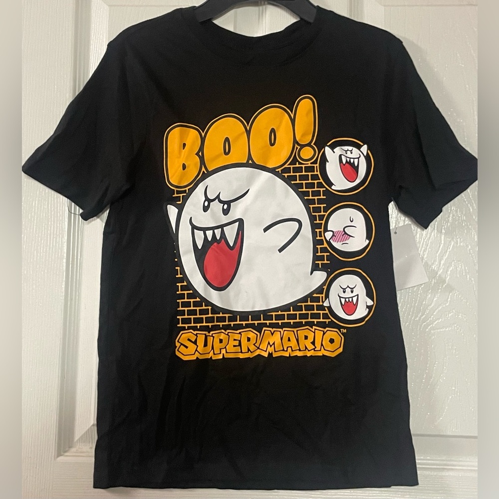 🔴 3/$12 Super Mario Boo Black T-Shirt! NWT! Size‎ Large.